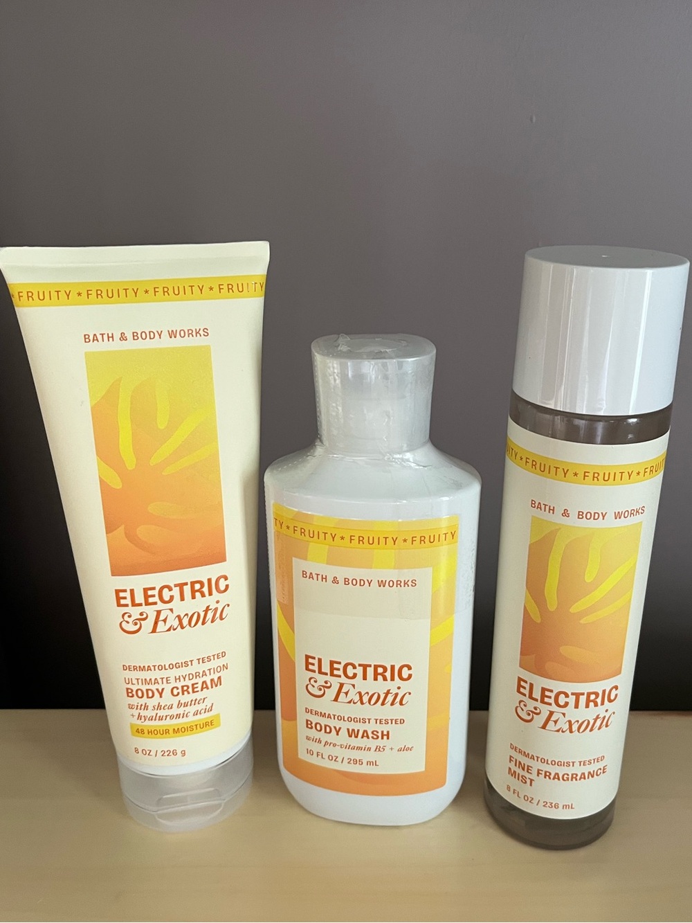Bath & Body Works Electric & Exotic Body Wash, Fragrance Mist & Body Cream Set